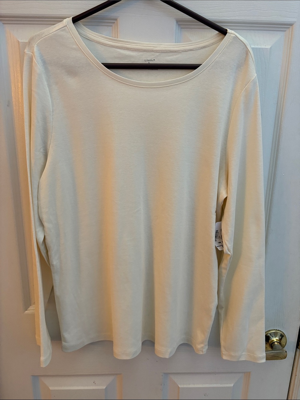 CJ Banks Cream Long-Sleeve Scoop Neck Top size XL NWT great fall layering piece